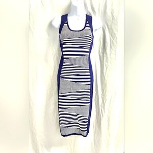 2B bebe Midi Bodycon Tank Style Stretch Fit Navy/White Print Dress